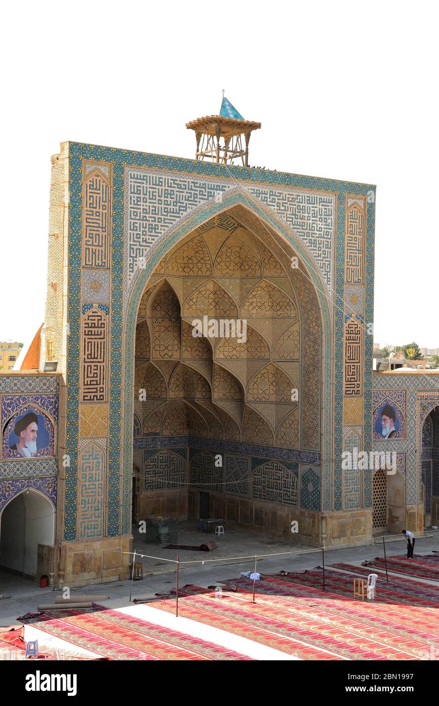 La Grande Mosquée Isfahan est située dans la province d'Iran d'Isfahan. La Grande Mosquée Isfahan a été construite en 771. La mosquée est inscrite sur la liste du patrimoine mondial de l'UNESCO Banque D'Images