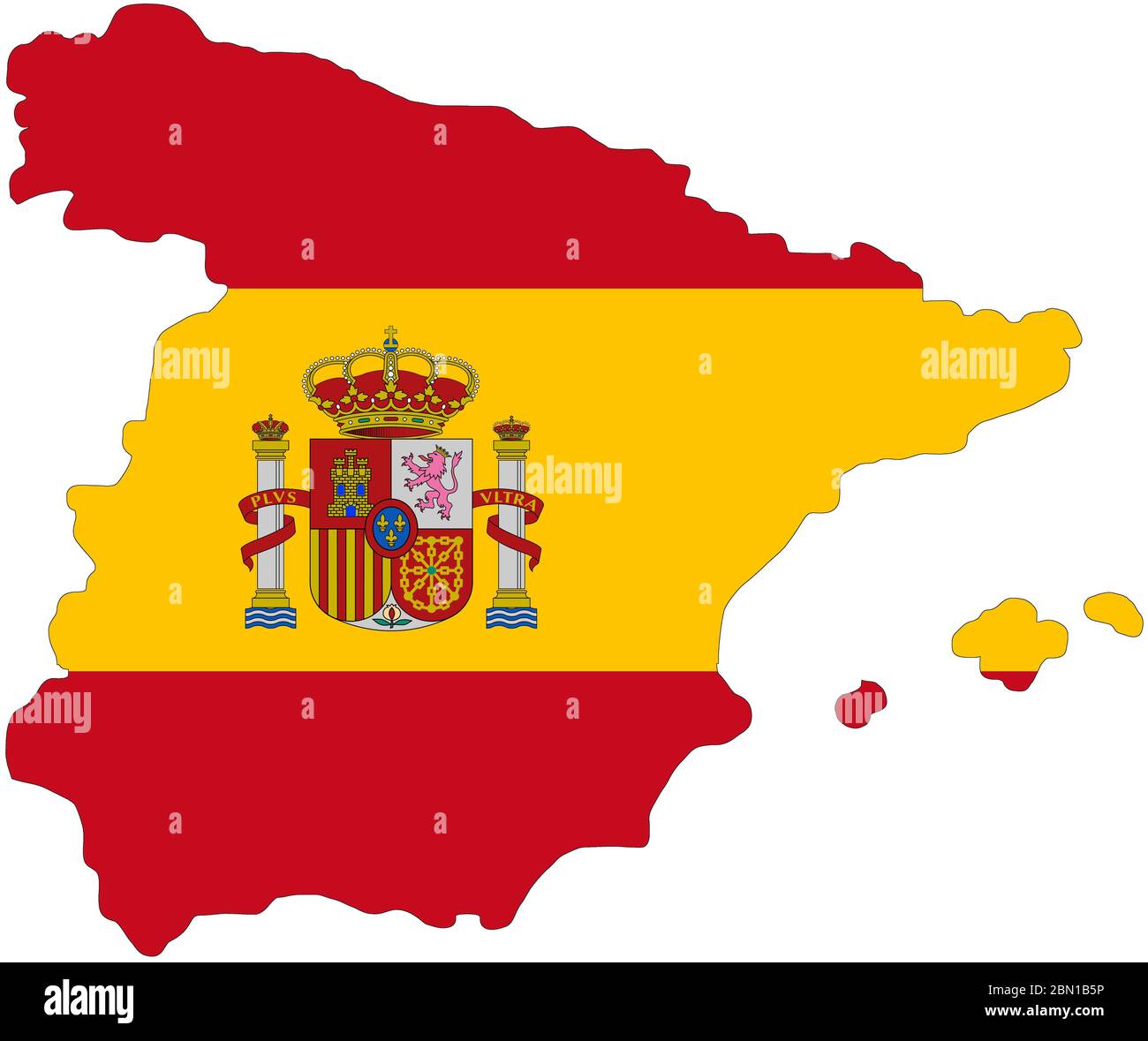 Carte d'Espagne avec couleurs officielles du drapeau Banque D'Images