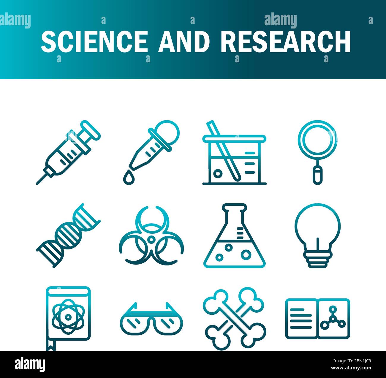 science et recherche laboratoire étude icônes collection vecteur illustration style dégradé icône Illustration de Vecteur