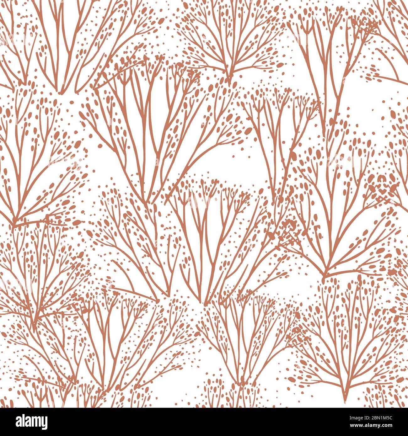 Motif sans couture de silhouettes d'algues corail orange illustration vectorielle plate sur fond blanc Illustration de Vecteur
