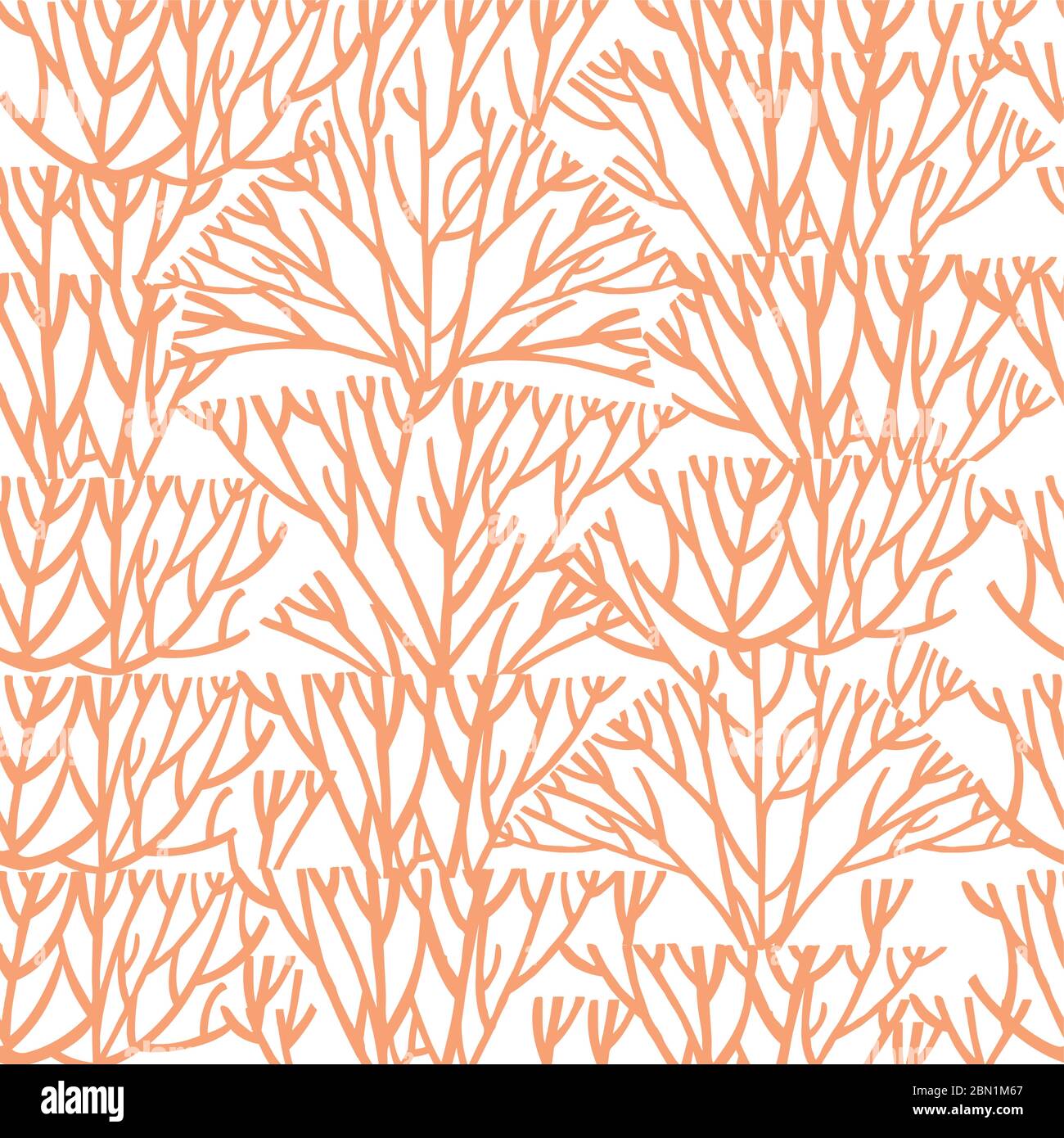 Motif sans couture de silhouettes d'algues corail orange illustration vectorielle plate sur fond blanc Illustration de Vecteur