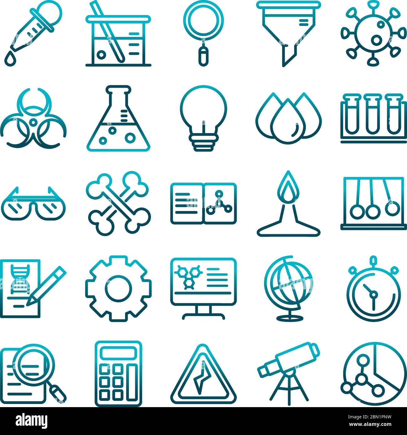 science et recherche laboratoire étude icônes collection vecteur illustration style dégradé icône Illustration de Vecteur