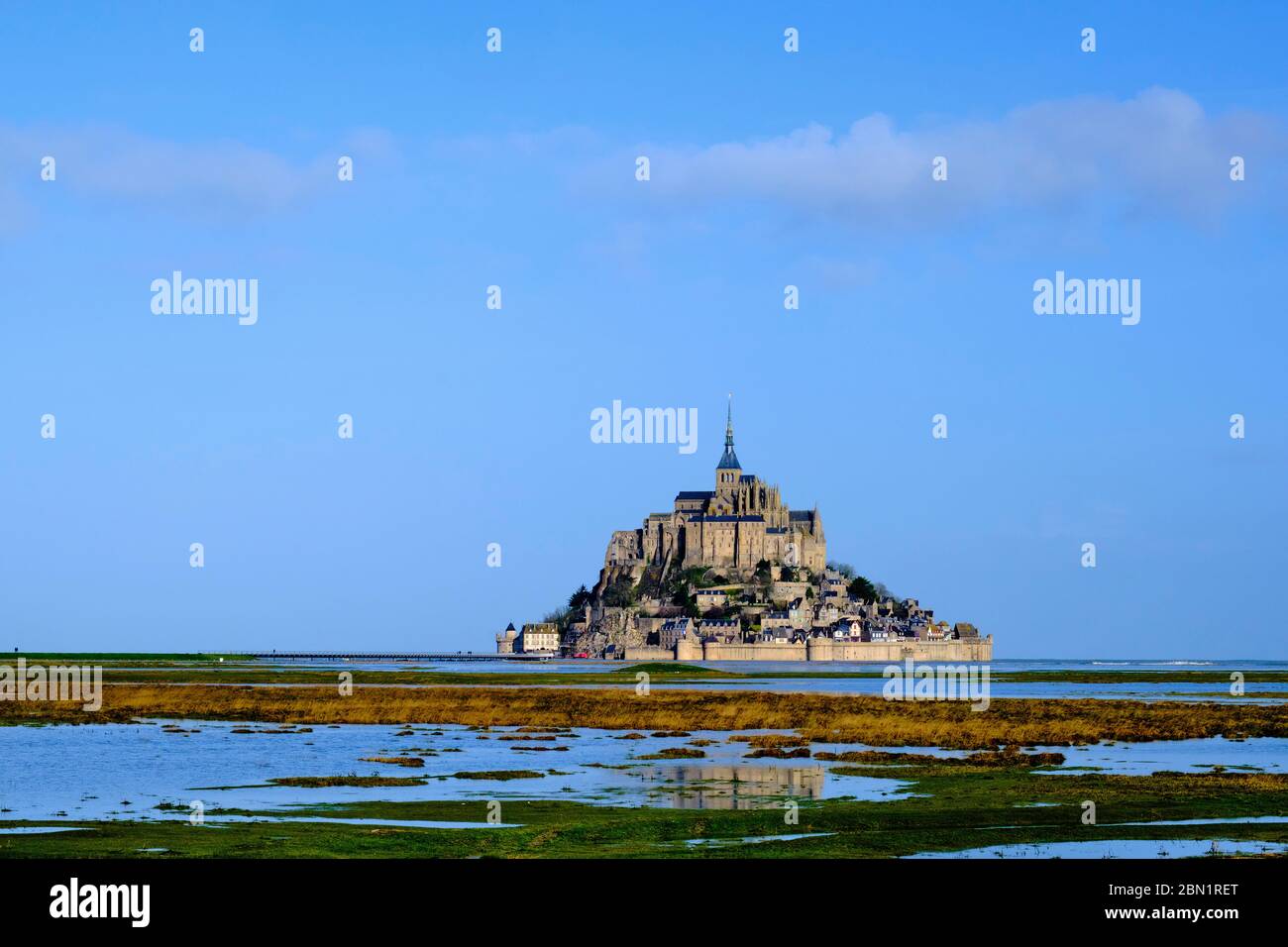 France, Normandie, Département de la Manche, Baie du Mont Saint-Michel Patrimoine mondial de l'UNESCO, Abbaye du Mont Saint-Michel Banque D'Images