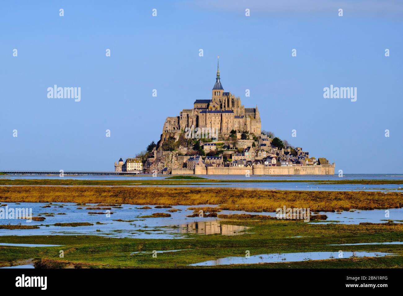 France, Normandie, Département de la Manche, Baie du Mont Saint-Michel Patrimoine mondial de l'UNESCO, Abbaye du Mont Saint-Michel Banque D'Images