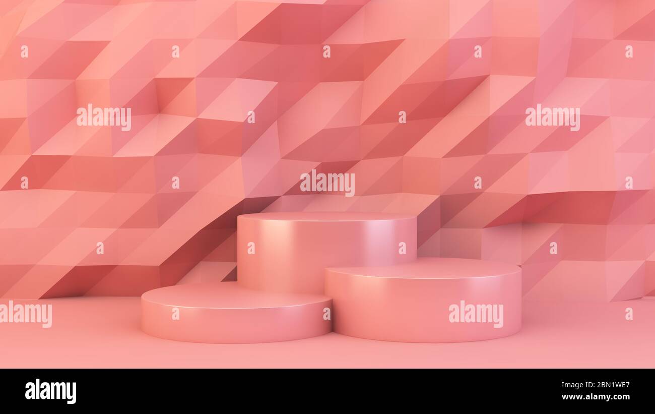 Plate-forme rose sur le rendu 3d du mur papier Banque D'Images