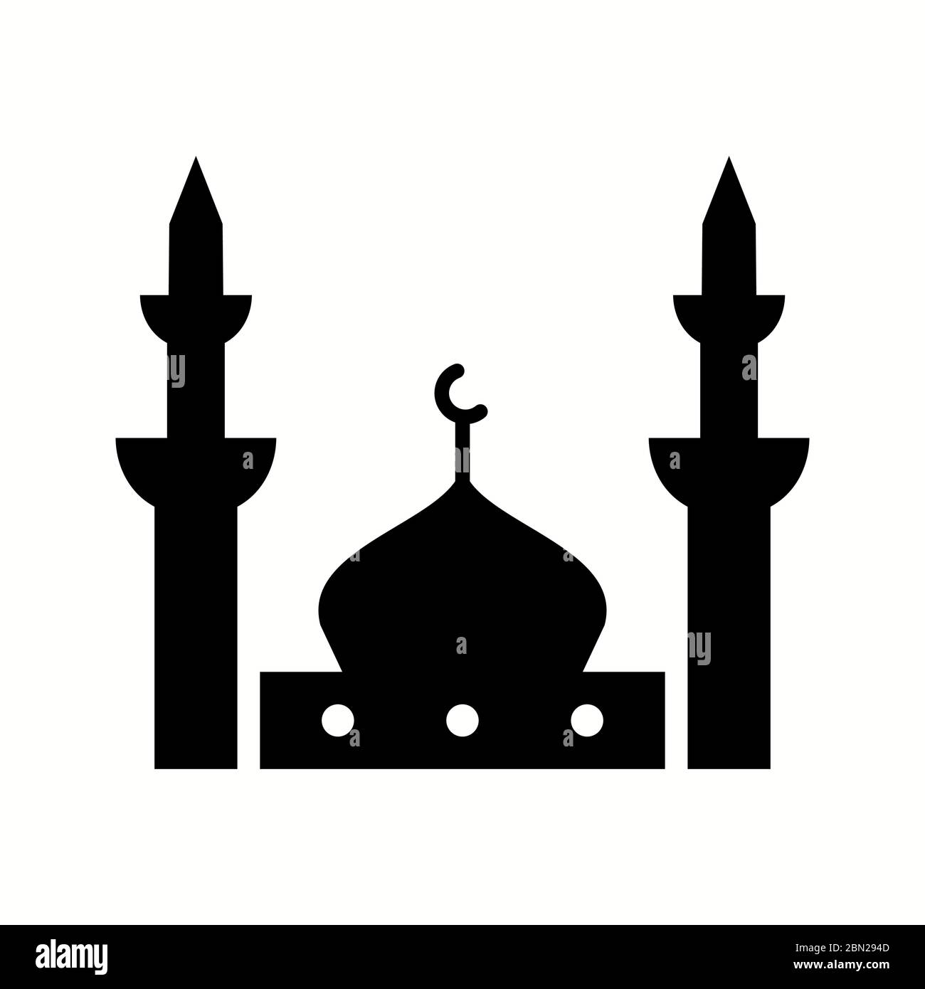 Magnifique mosquée du prophète Glyph icône noire Illustration de Vecteur