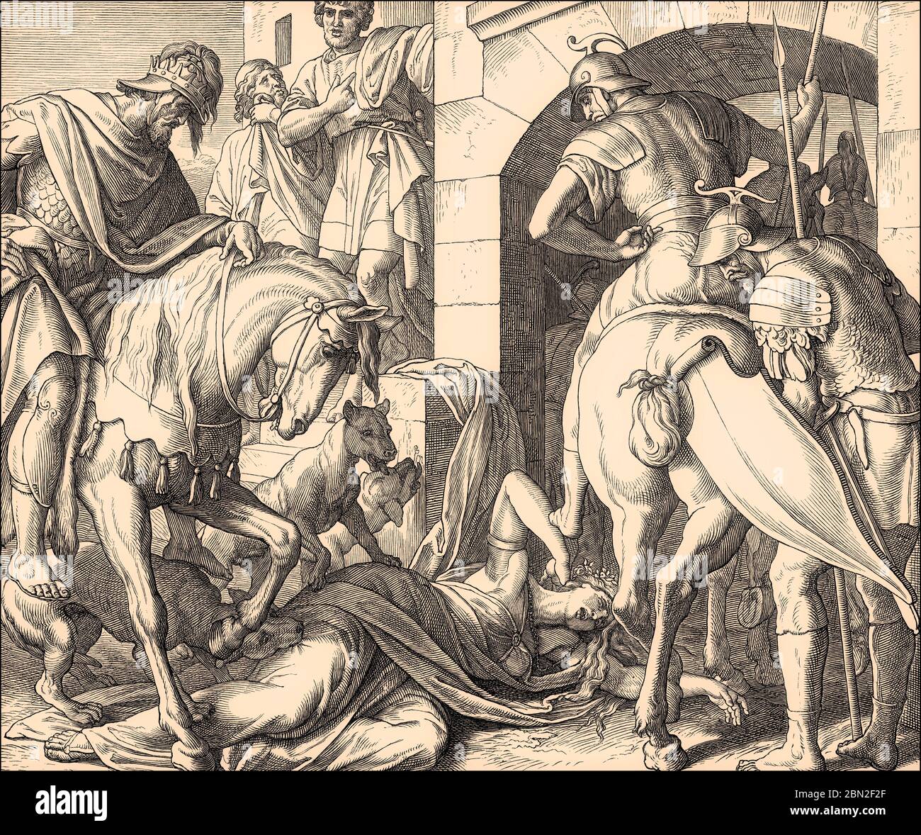 Mort de Jézabel, ancien Testament, par Julius Schnorr von Carolsfeld Banque D'Images