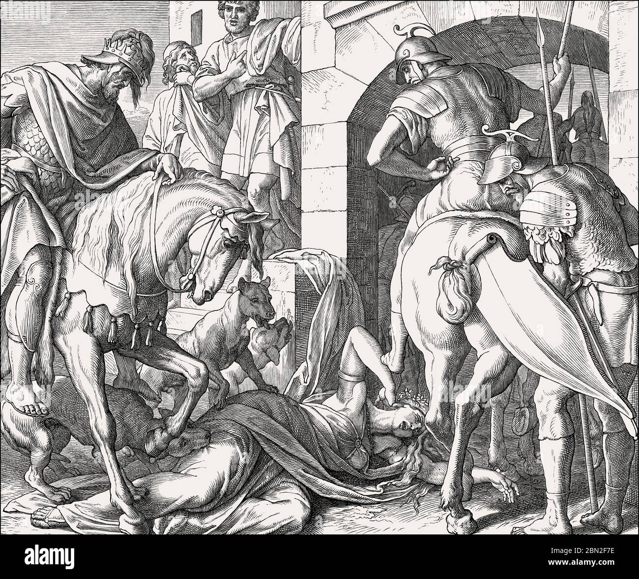 Mort de Jézabel, ancien Testament, par Julius Schnorr von Carolsfeld Banque D'Images