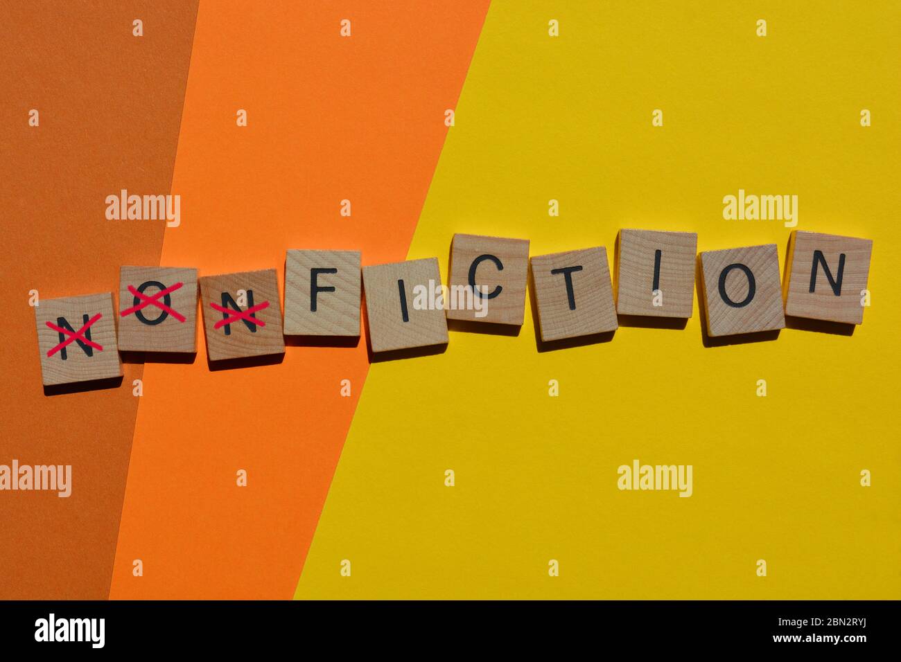 Non fiction avec préfixe non barré pour laisser le mot Fiction Banque D'Images