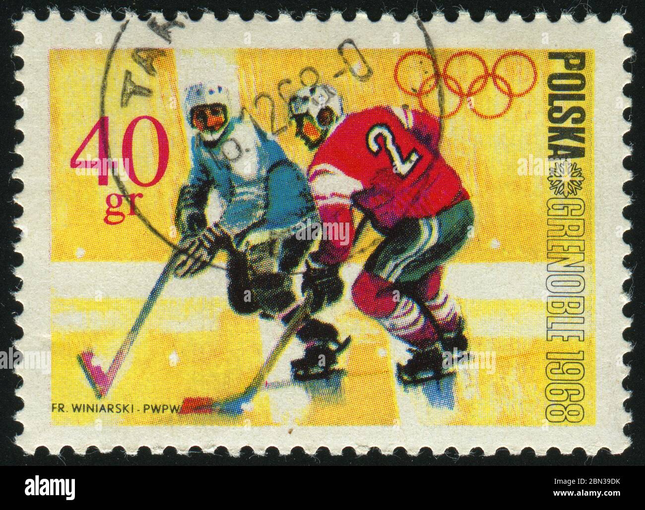 POLOGNE - VERS 1968 : Jeux olympiques d'hiver 1968. Hockey sur glace, vers 1968. Banque D'Images