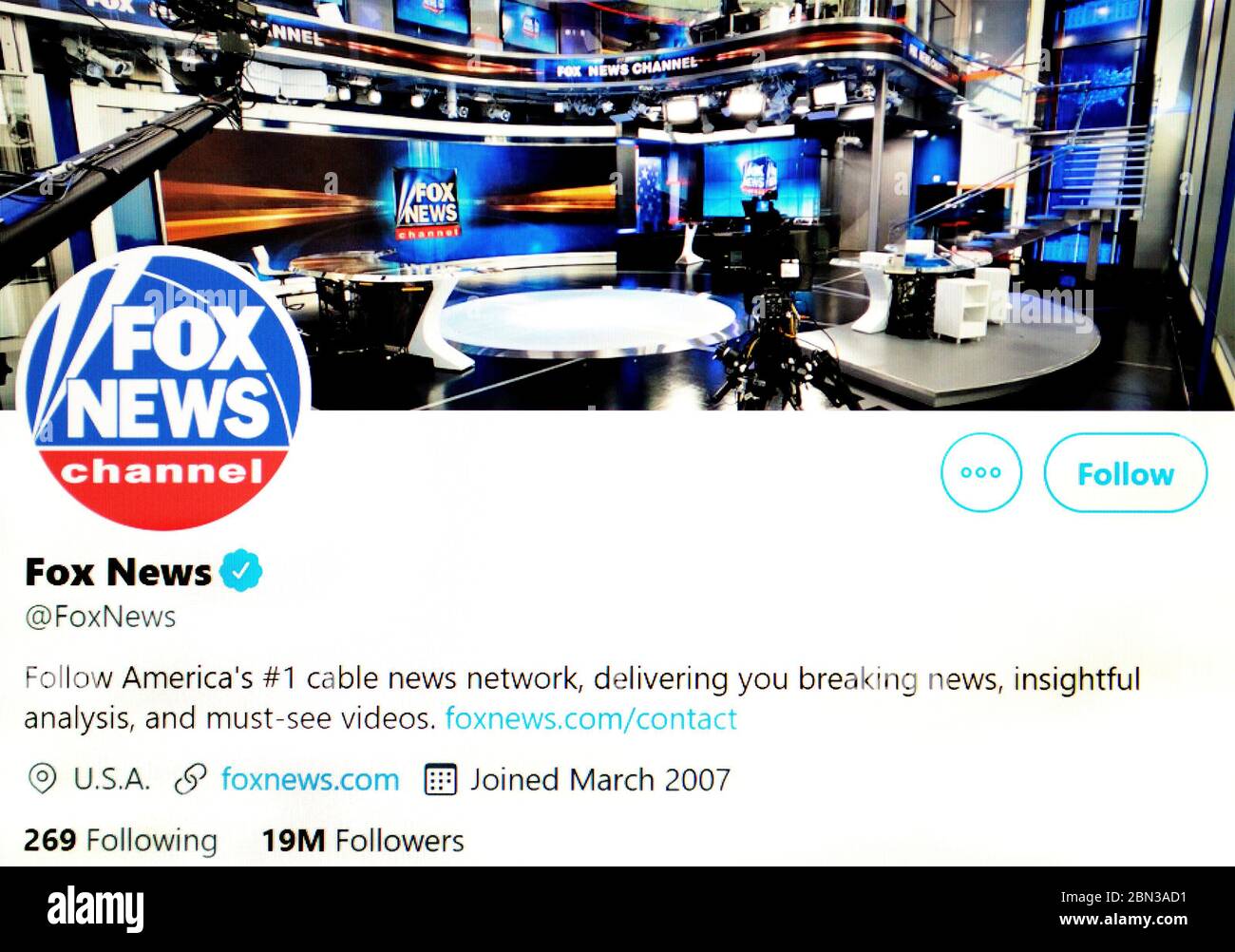 Page Twitter (mai 2020) : Fox News - Actualités US TV Banque D'Images