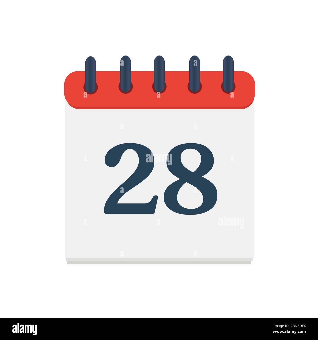 Icône de calendrier avec date 28 jours mois. Bouton de conception du calendrier d'événement de rappel de jour de l'agenda plat Illustration de Vecteur