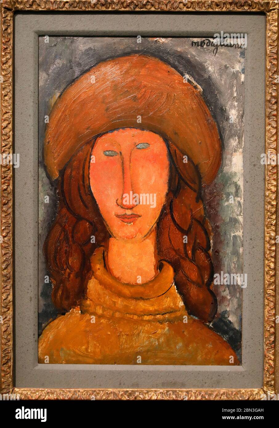 Reproduction Toile Sur Cadre Modigliani - Portrait D'une Jeune Femme - Prêt à Accrocher