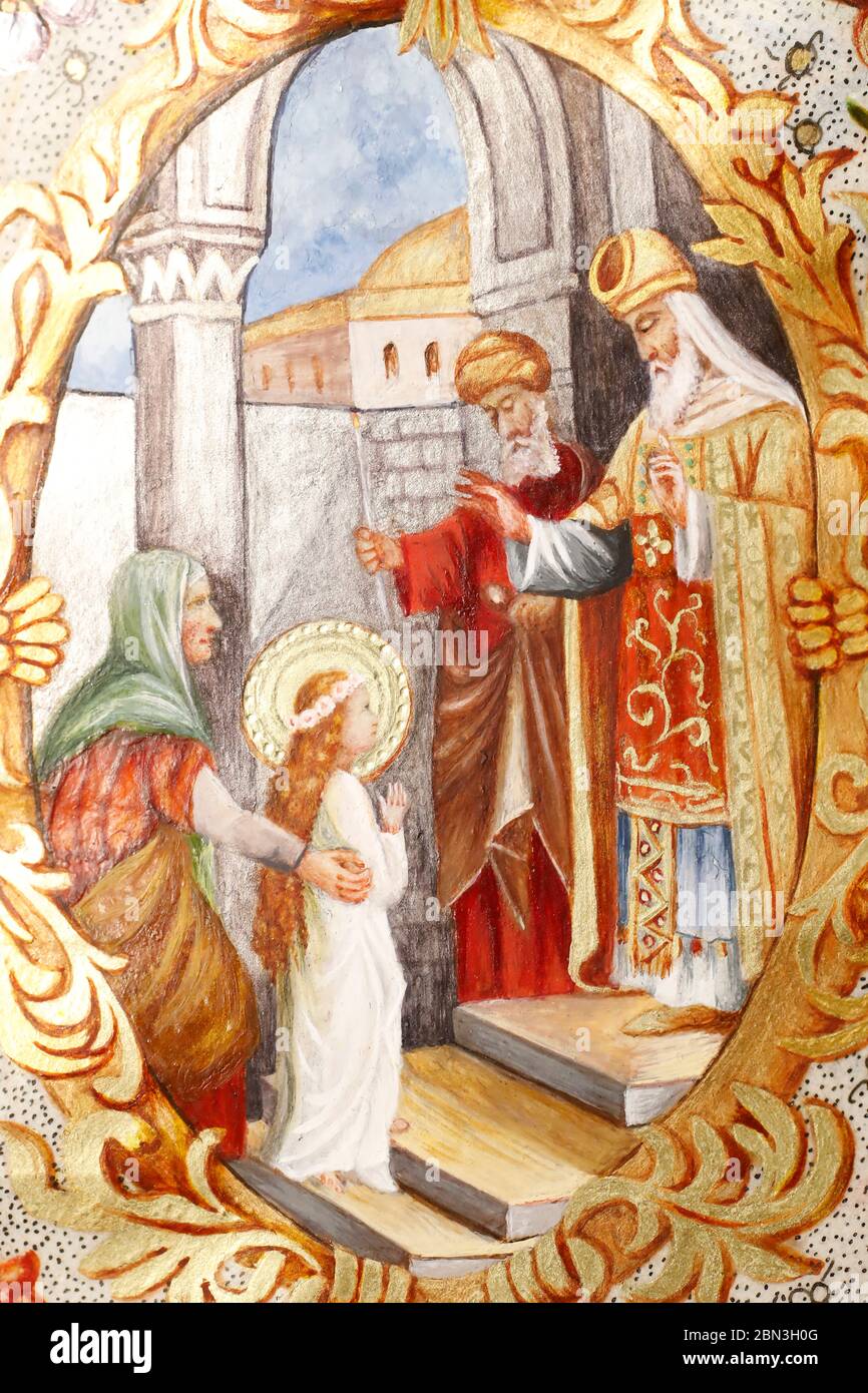 Illumination du manuscrit. Litanie de la Sainte Vierge Marie. 19 ème siècle. Présentation de la