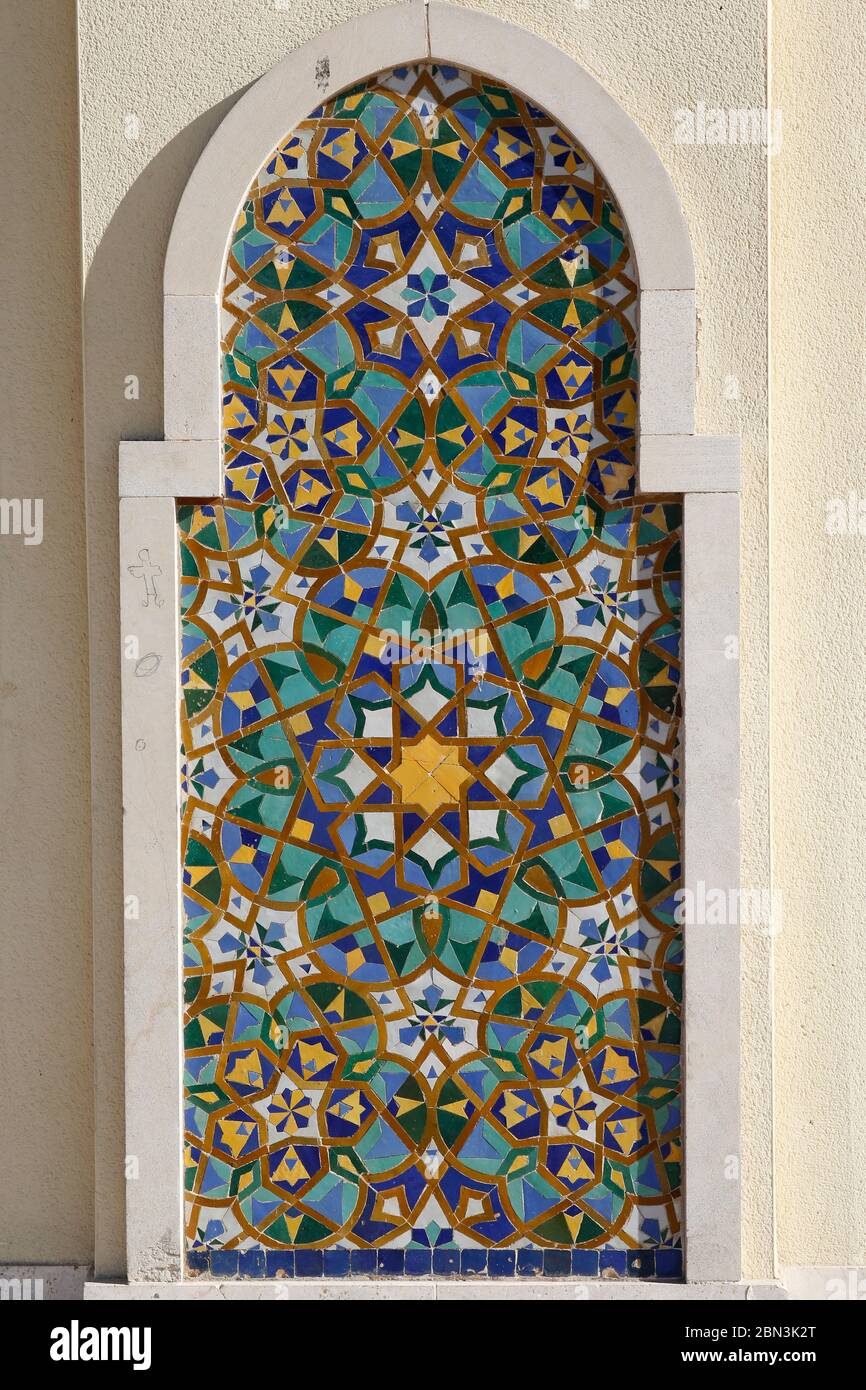 Mosquée Hassan II, Casablanca, Maroc. Mosaïques. Banque D'Images
