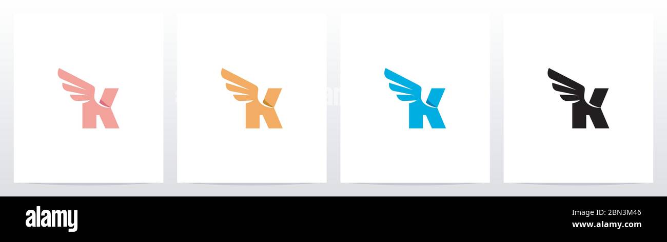 Ailes sur lettre logo Design K Illustration de Vecteur