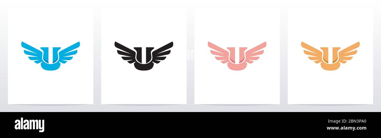 Logo Wings on Letter Design U. Illustration de Vecteur