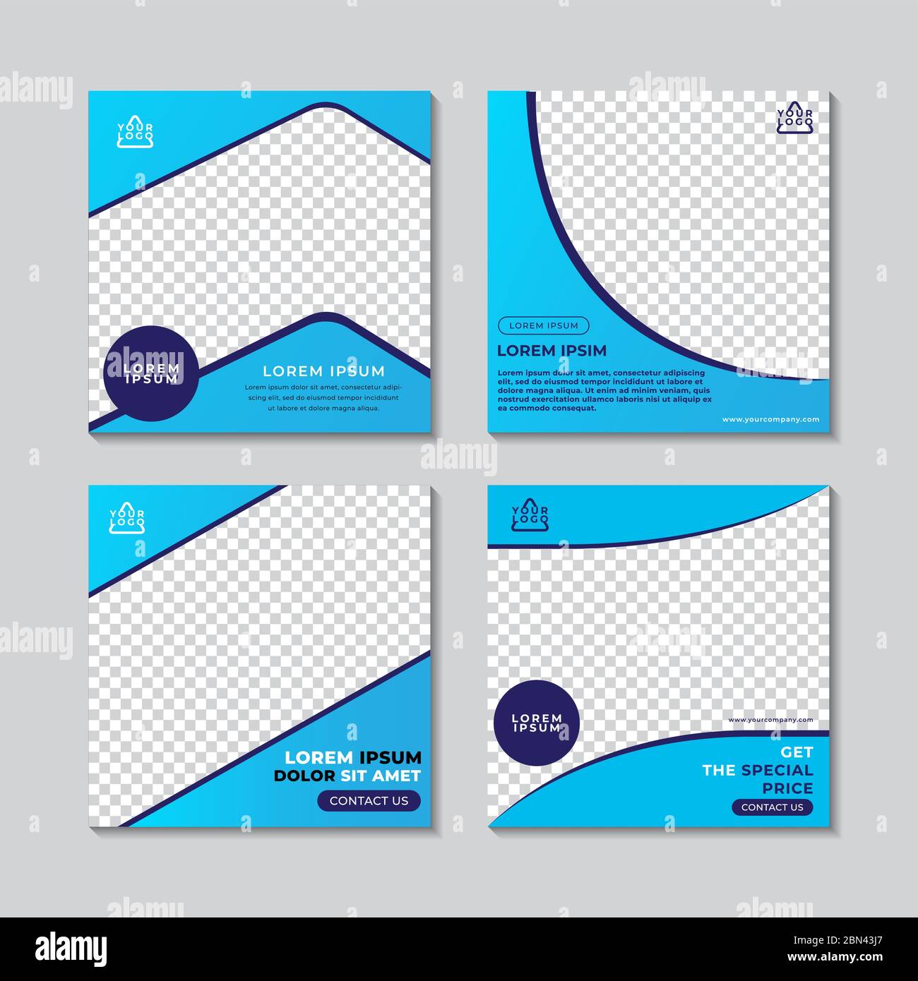 Modèle de publication de médias sociaux modifiable. Bannière Web élégante et promotionnelle. Motif circulaire bleu. Adapté aux soins de santé et aux services médicaux de Busin Illustration de Vecteur