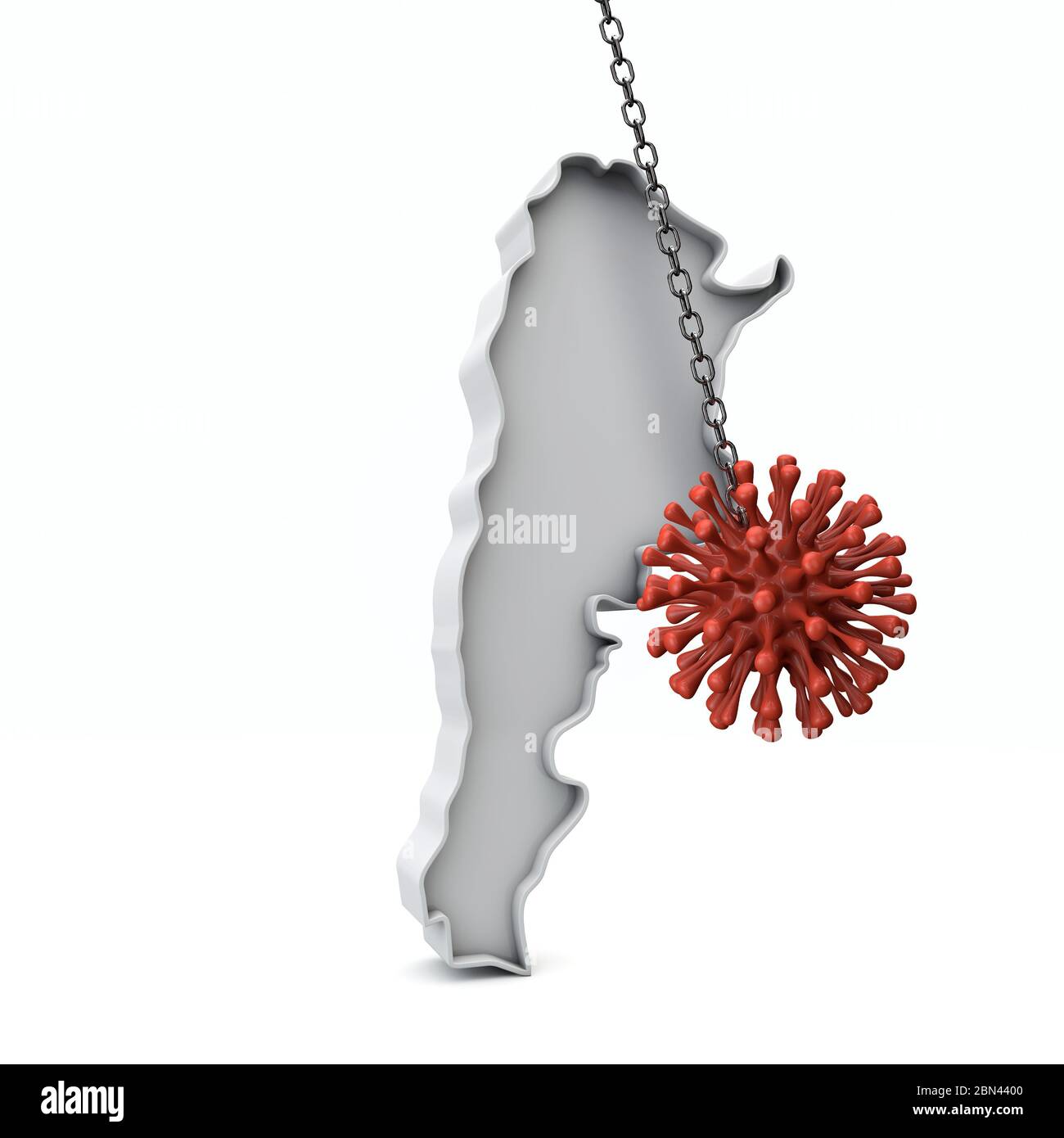 Argentine carte 3D simple frappée par le coronavirus. Rendu 3D Banque D'Images