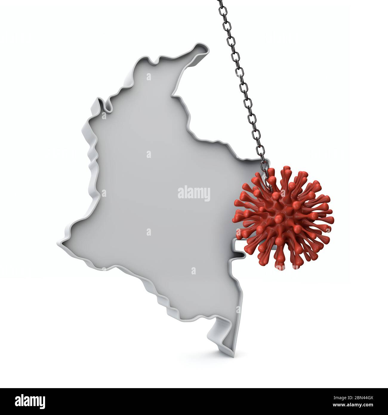 Colombie carte 3D simple frappée par le coronavirus. Rendu 3D Banque D'Images