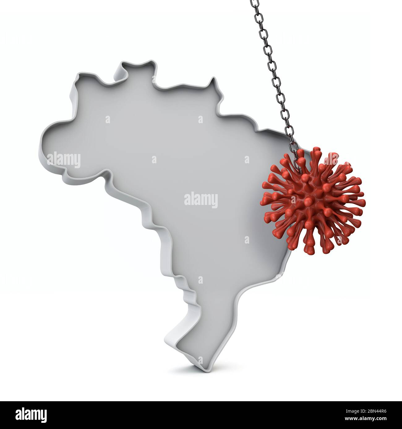 Brésil carte 3D simple frappée par le coronavirus. Rendu 3D Banque D'Images