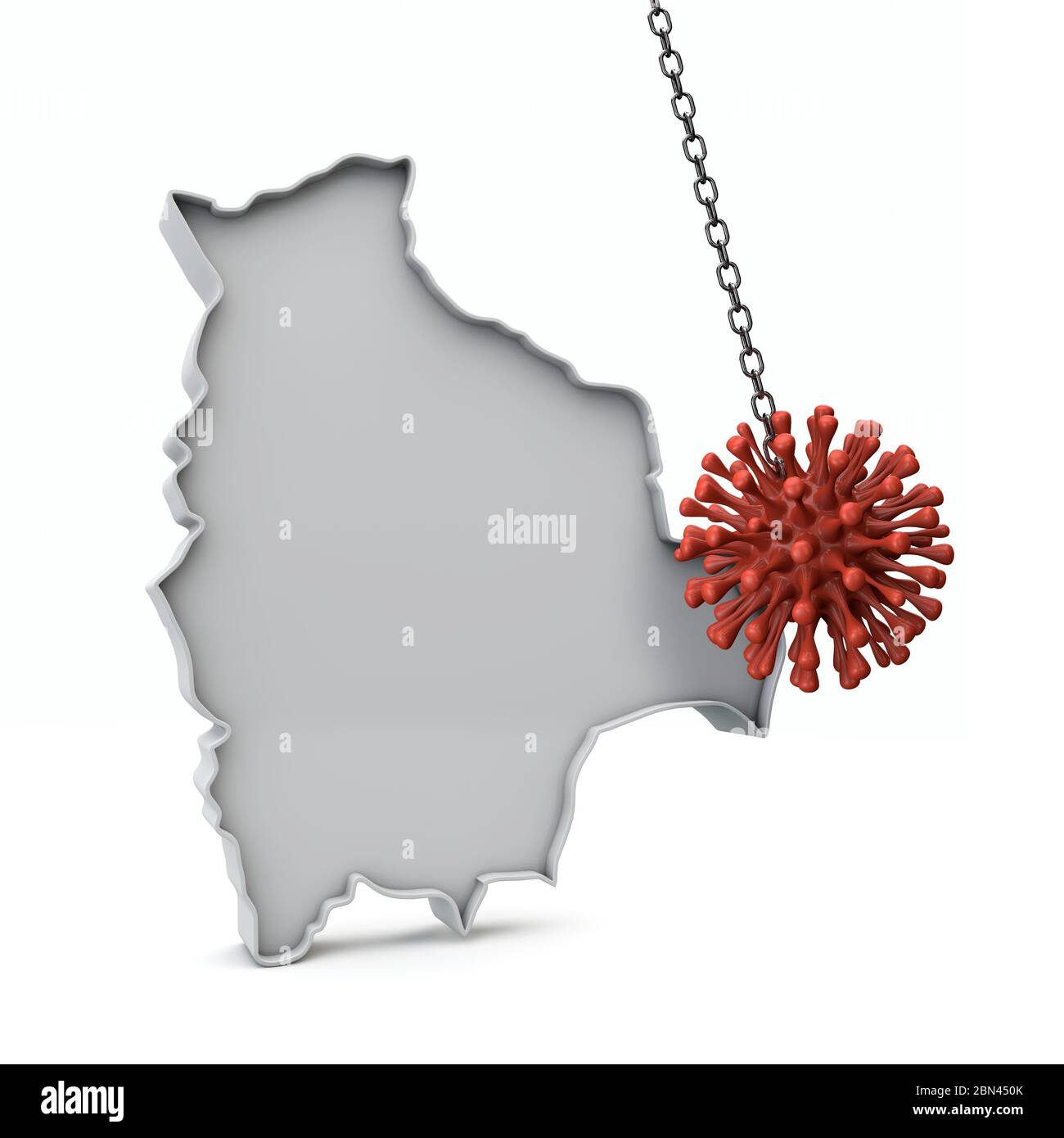 Bolivie carte 3D simple frappée par le coronavirus. Rendu 3D Banque D'Images