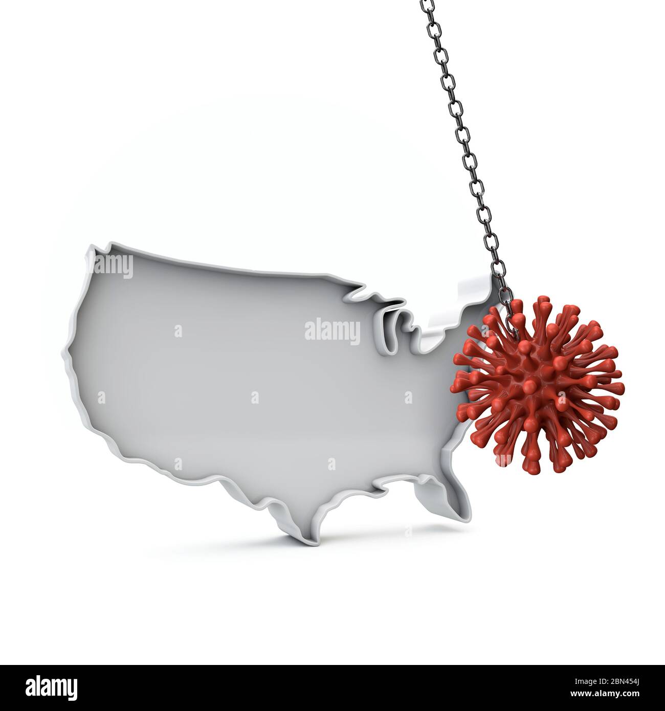 USA carte 3D simple en cours de frappe par le coronavirus. Rendu 3D Banque D'Images