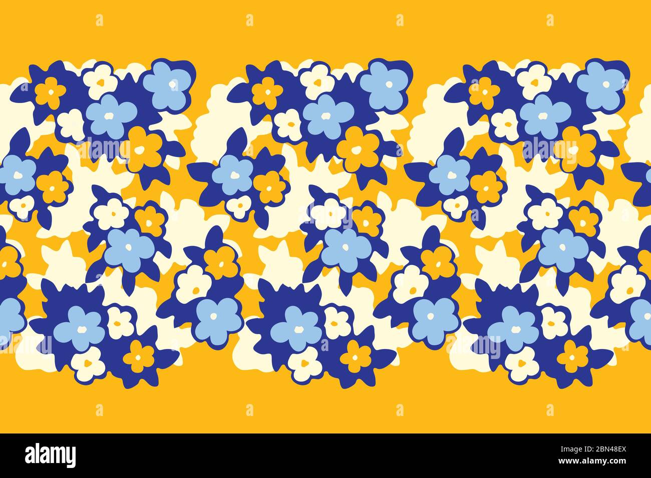 Dessin à la main naïf artistique fleurs de Marguerite sur fond jaune vecteur sans couture bordure de motif Illustration de Vecteur