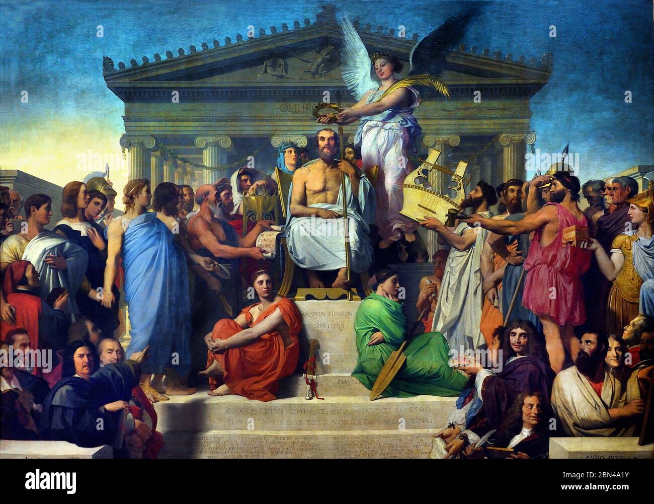 Homer déifié, ou l'apothéose de Homer 1827 Jean-Auguste-Dominique INGRES 1780 – 1867Jean-Auguste-Dominique INGRES 1780 – 1867 France française ( le poète Homère est présenté comme un dieu, assis devant un temple portant son nom sur le fronton. Il est couronné de lauriers par une victoire. ) Banque D'Images Homer déifié, ou l'apothéose de Homer 1827 Jean-Auguste-Dominique INGRES 1780 – 1867Jean-Auguste-Dominique INGRES 1780 – 1867 France française ( le poète Homère est présenté comme un dieu, assis devant un temple portant son nom sur le fronton. Il est couronné de lauriers par une victoire. ) Banque D'Images