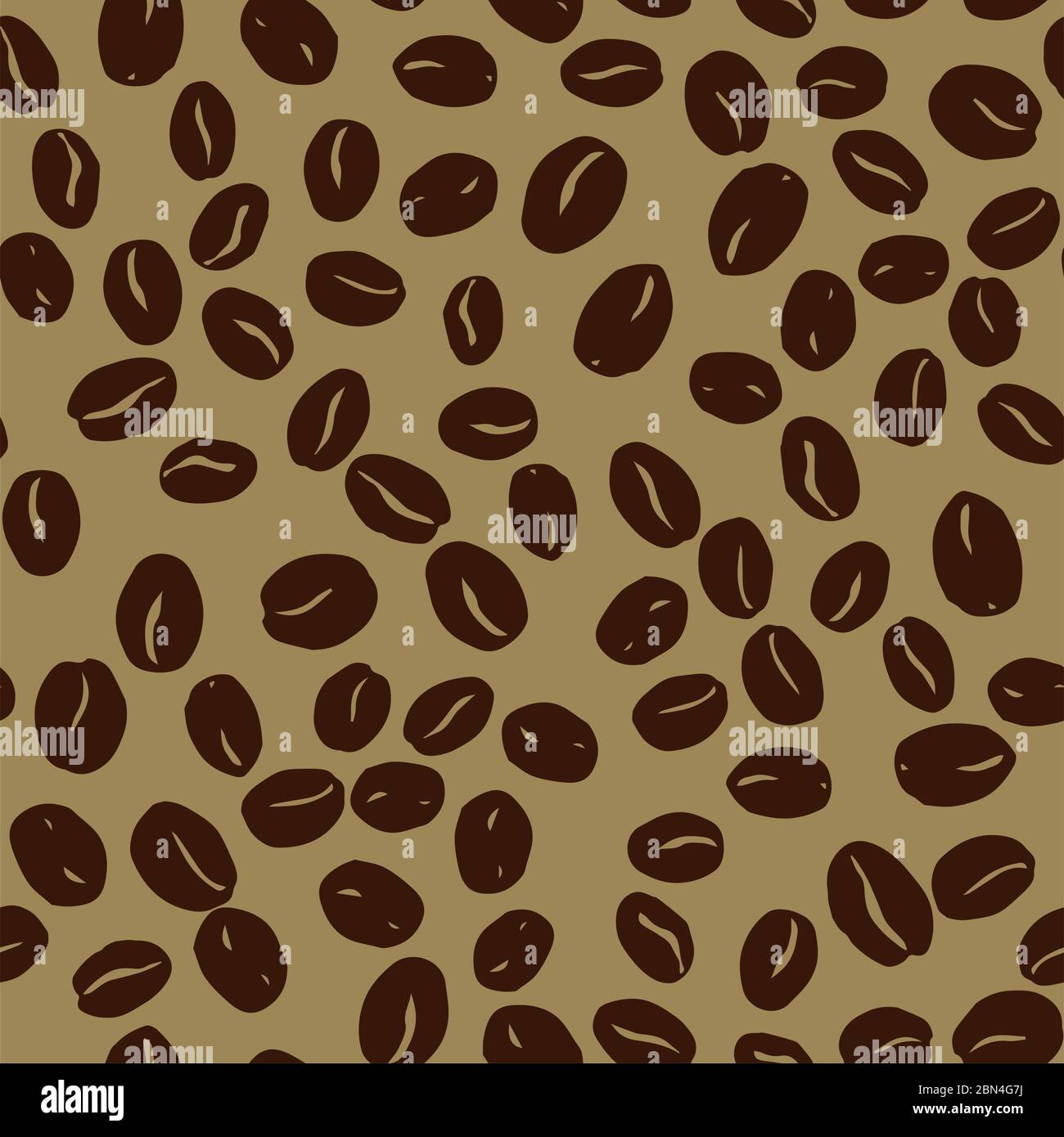 Motif grains de café sans coutures. Graines de café placées au hasard sur fond marron. Texture répétée d'enveloppe. Illustration vectorielle eps8 dessinée à la main. Illustration de Vecteur
