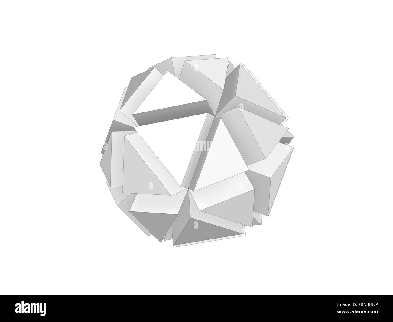 Objet géométrique abstrait avec lignes de cadre de fil isolées sur fond blanc, illustration de rendu 3d Banque D'Images