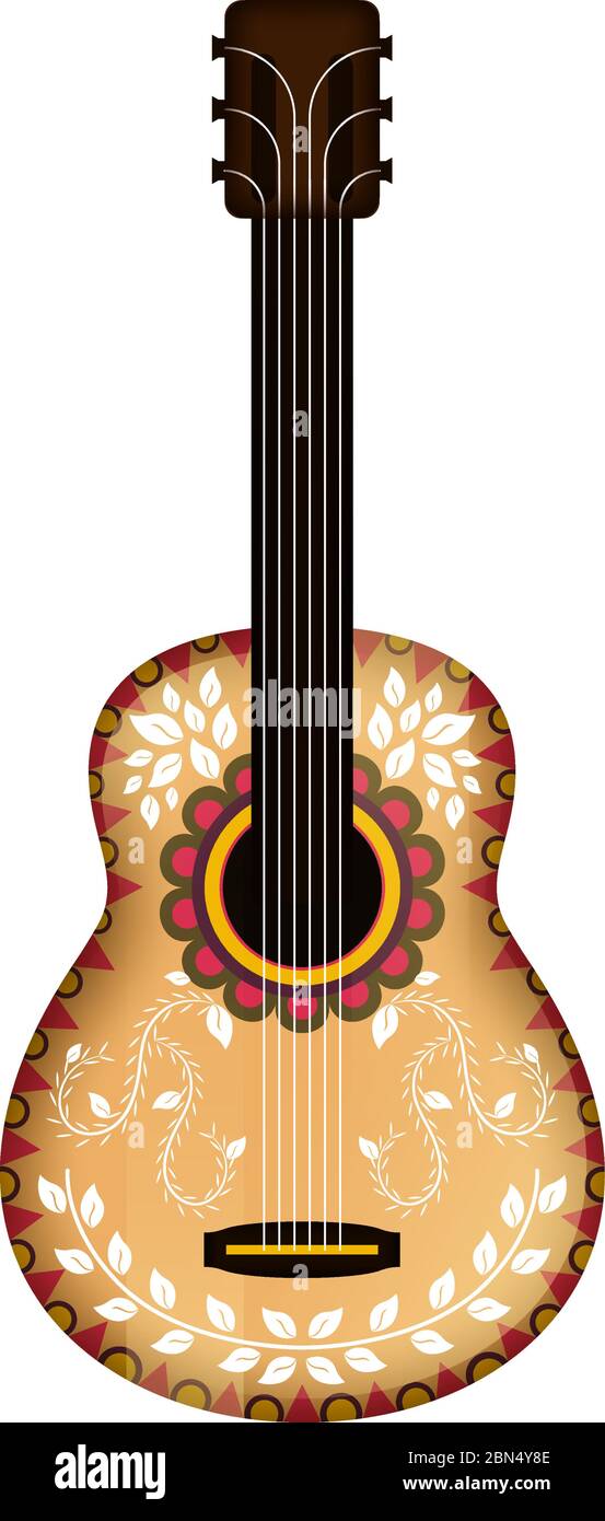 Guitare décorée isolée Image Vectorielle Stock - Alamy