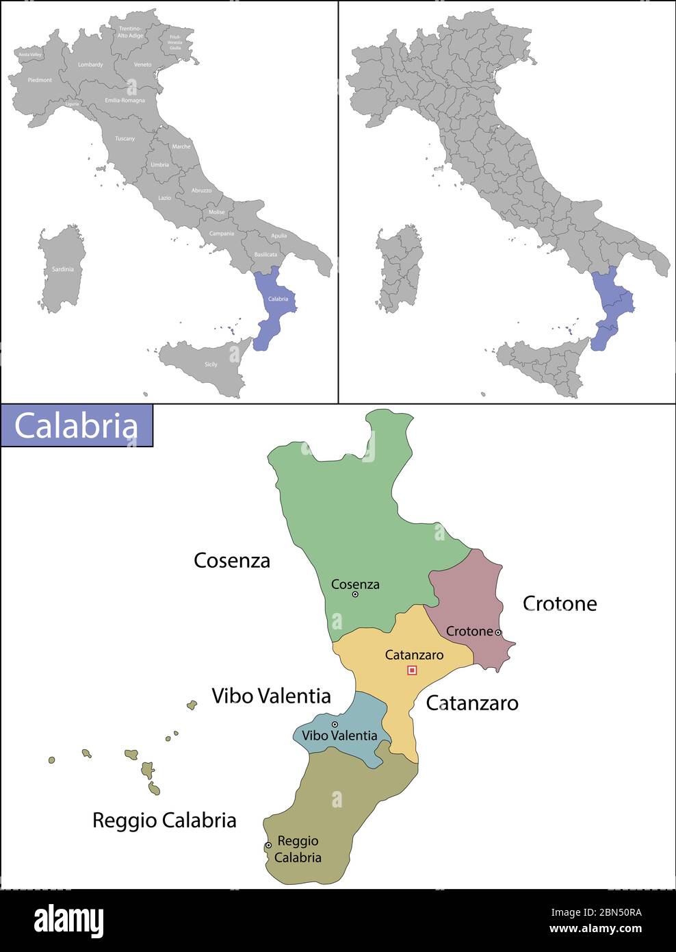 Calabre est une région de Italie du Sud Illustration de Vecteur