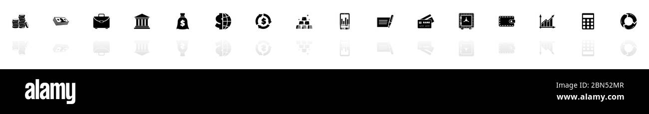 Icônes finales - Noir horizontal symbole d'illustration sur fond blanc avec miroir reflet d'ombre. Icône vecteur plat. Illustration de Vecteur