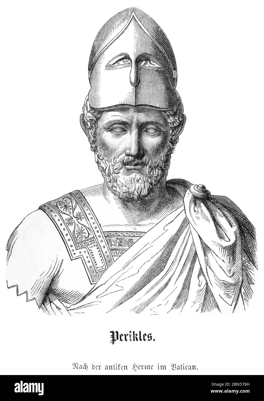 Europa, Griechenland, Athen, Perikles, Porträt, griechischer Staatsmann, nach einer antiken Herme im Vatikan, Motiv aus : Allgemeine Weltgeschichte für alle Stände von den frühesten Zebis zum Jahr 1870 ' , von Kart von Rotgesk, Wilhelm und Verhörg, Zimmermann, von Zimmermann, von und Veräuschen und Veräusserung, von Zimmermann, von und Veräusserung, Zimmermann, von und Rieger´che Verlagsbuchhandlung, Stuttgart, 1869 . / Europe, Grèce, Athènes, Périclès, portrait, homme d'État grec, après un ancien herma au Vatican, image de : ' Allgemeine Weltgeschichte für alle Stände von den frühesten Zeiten bis zum Jahr 1870 ' ( histoire du monde en général pour Banque D'Images