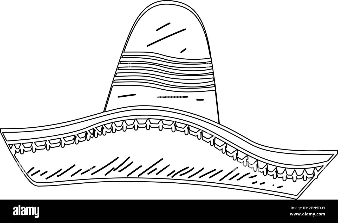 Chapeau mexicain traditionnel sketch Illustration de Vecteur