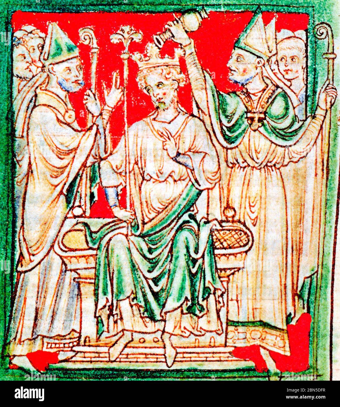 Richard le Lionheart, Richard I d'Angleterre, oint lors de son couronnement à l'abbaye de Westminster, au XIIIe siècle Banque D'Images