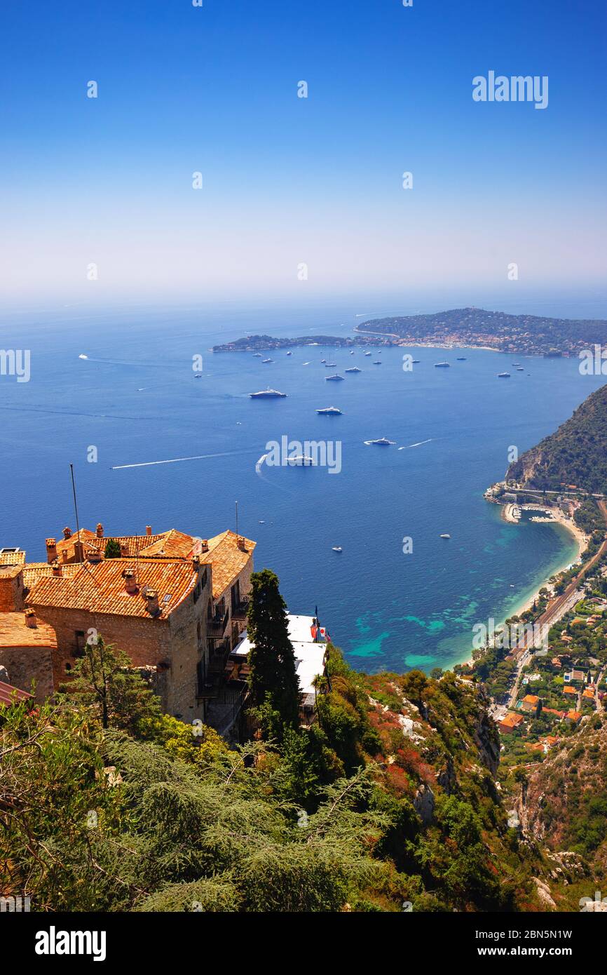 Paysages vue depuis le sommet de la montagne d'Eze, Nice, France. Banque D'Images
