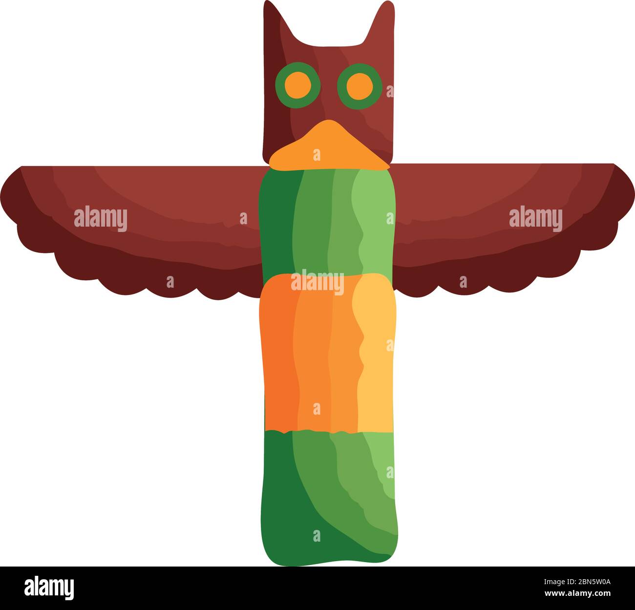 statue canadienne en bois de chouette de style plat Illustration de Vecteur