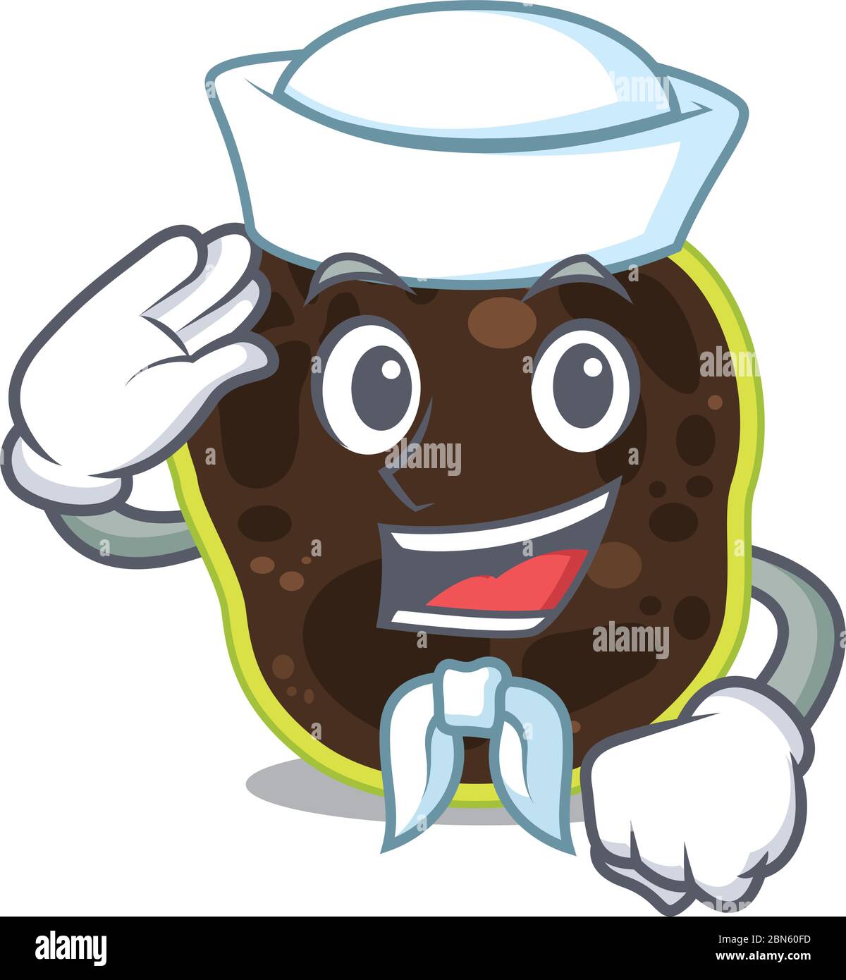 Smiley Sailor personnage de dessin animé de firmicutes portant chapeau blanc et cravate Illustration de Vecteur