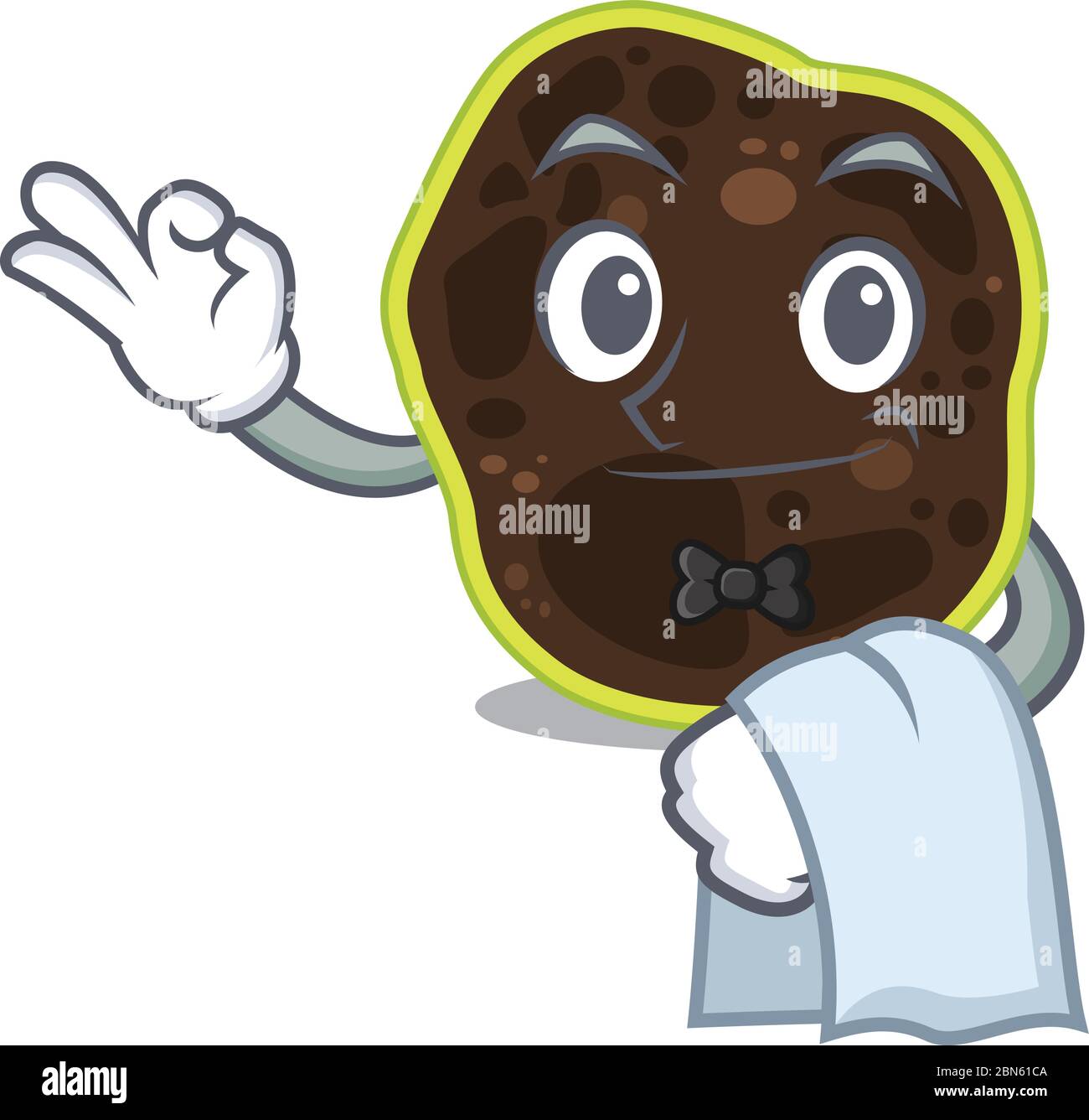 Une image de dessin animé de serveur firmicutes avec une serviette blanche Illustration de Vecteur