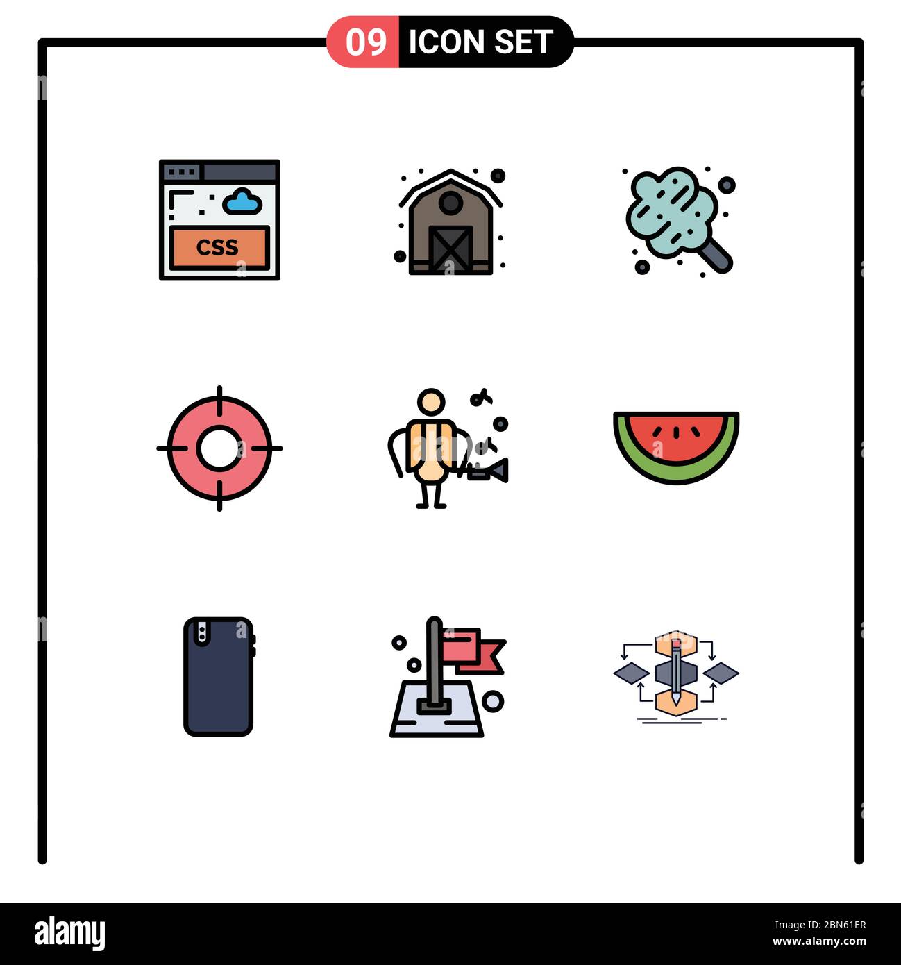 9 icônes créatives signes et symboles modernes de chanteur, artiste, nourriture, ux, emplacement Eléments de conception vectorielle modifiables Illustration de Vecteur