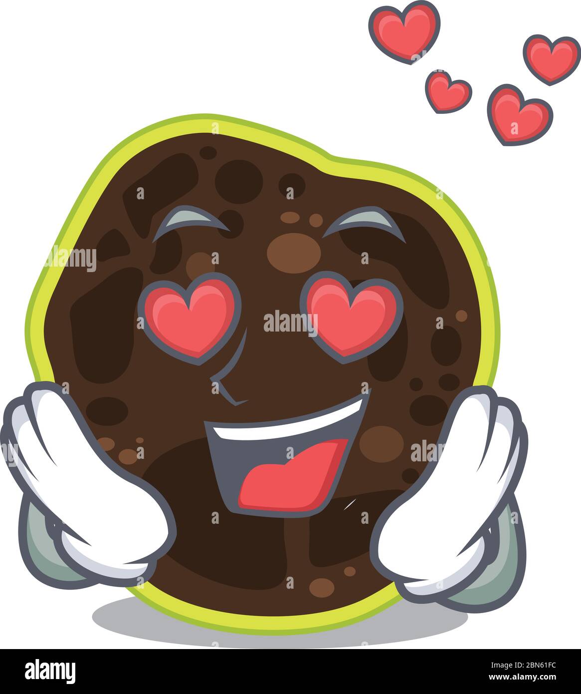 Romantique firmicutes personnage de dessin animé a un tombant dans les yeux d'amour Illustration de Vecteur
