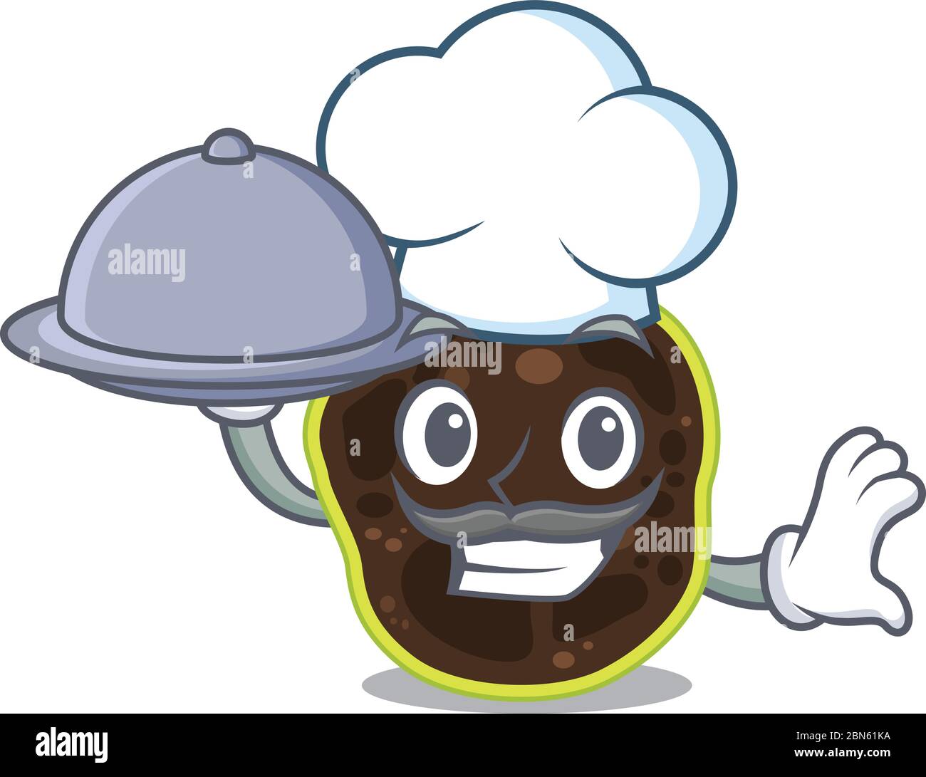 mascotte de firmicutes chef servant des plats sur plateau Illustration de Vecteur