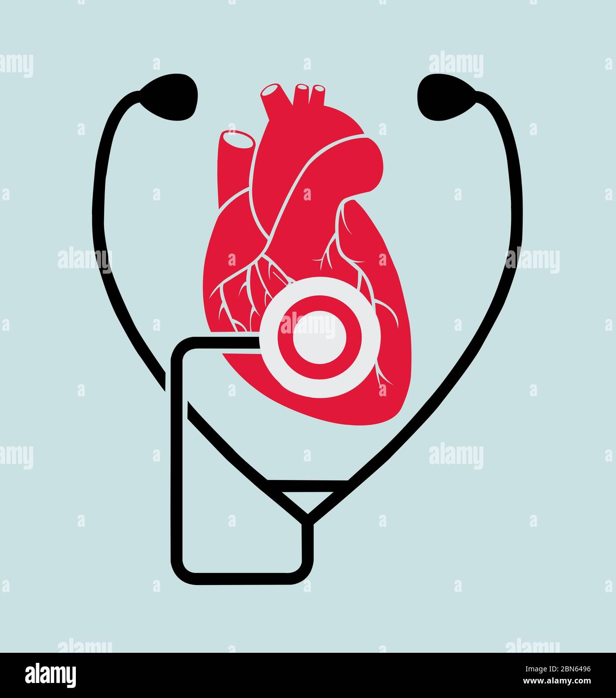 stéthoscope noir bleu sur fond Banque D'Images