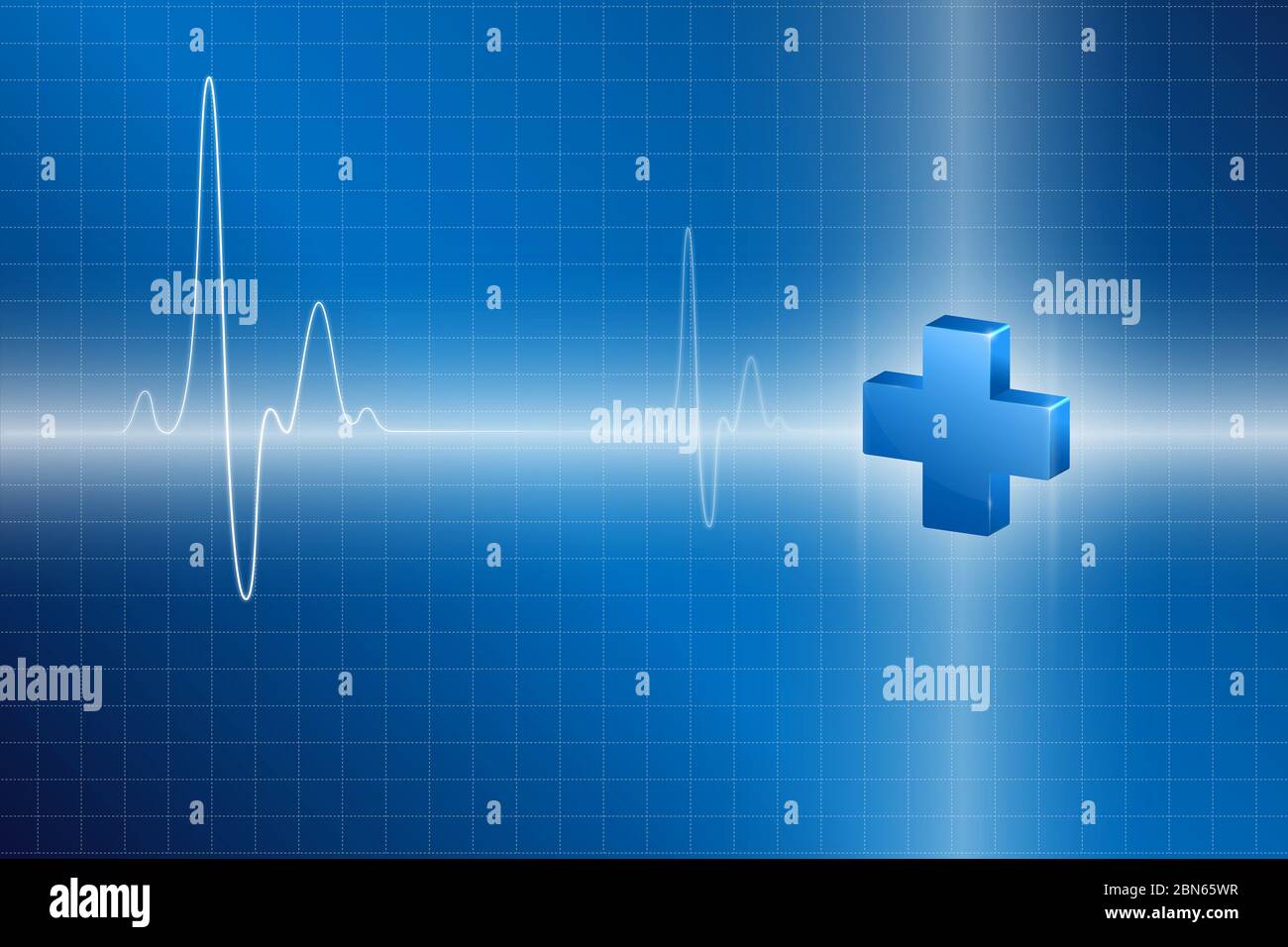 Signe plus sur fond bleu abstrait. symbole en croix 3d pour les soins de santé, les soins médicaux et la pharmacie. Conception de rendu 3D. Banque D'Images