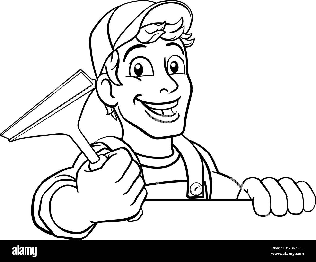 Cartoon Nettoyage de vitres Raclette Car Wash Cleaner Illustration de Vecteur