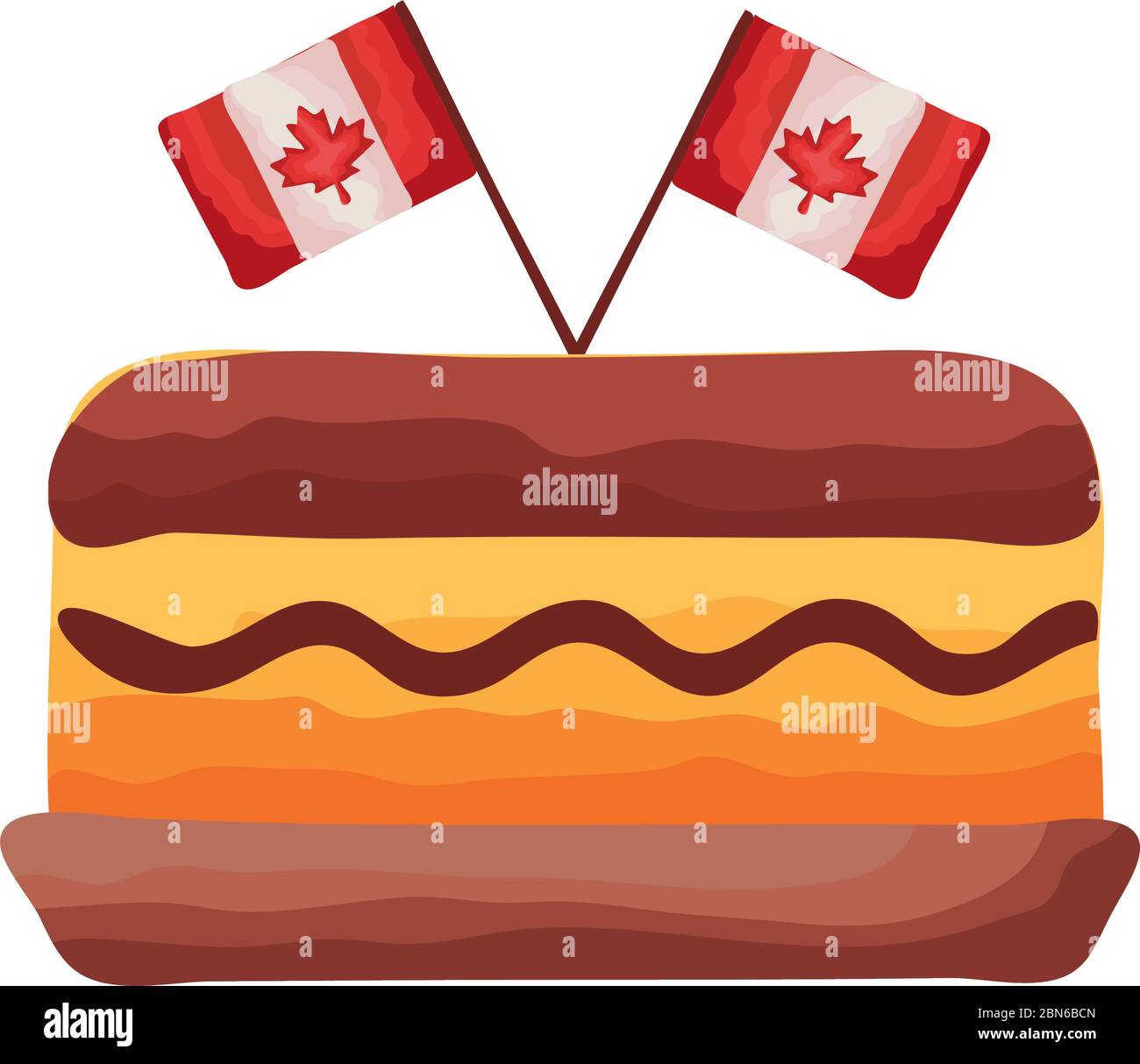 gâteau avec drapeaux du canada croisés de style plat Illustration de Vecteur