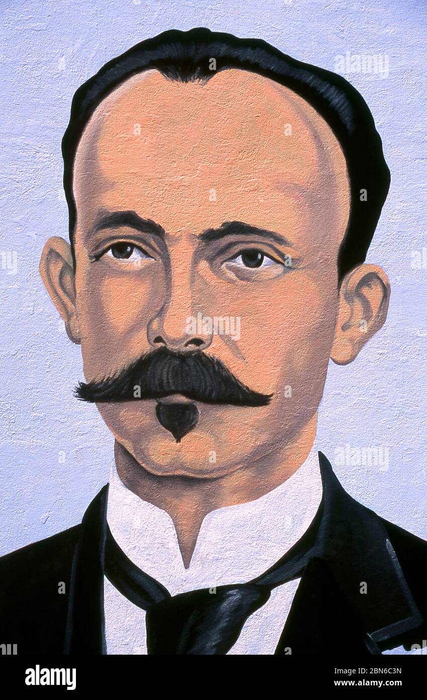 Cuba : un tableau mural de José Martí (1853 - 1895), poète, philosophe, essayiste, journaliste, traducteur, professeur, éditeur, et souvent considéré comme le fa Banque D'Images