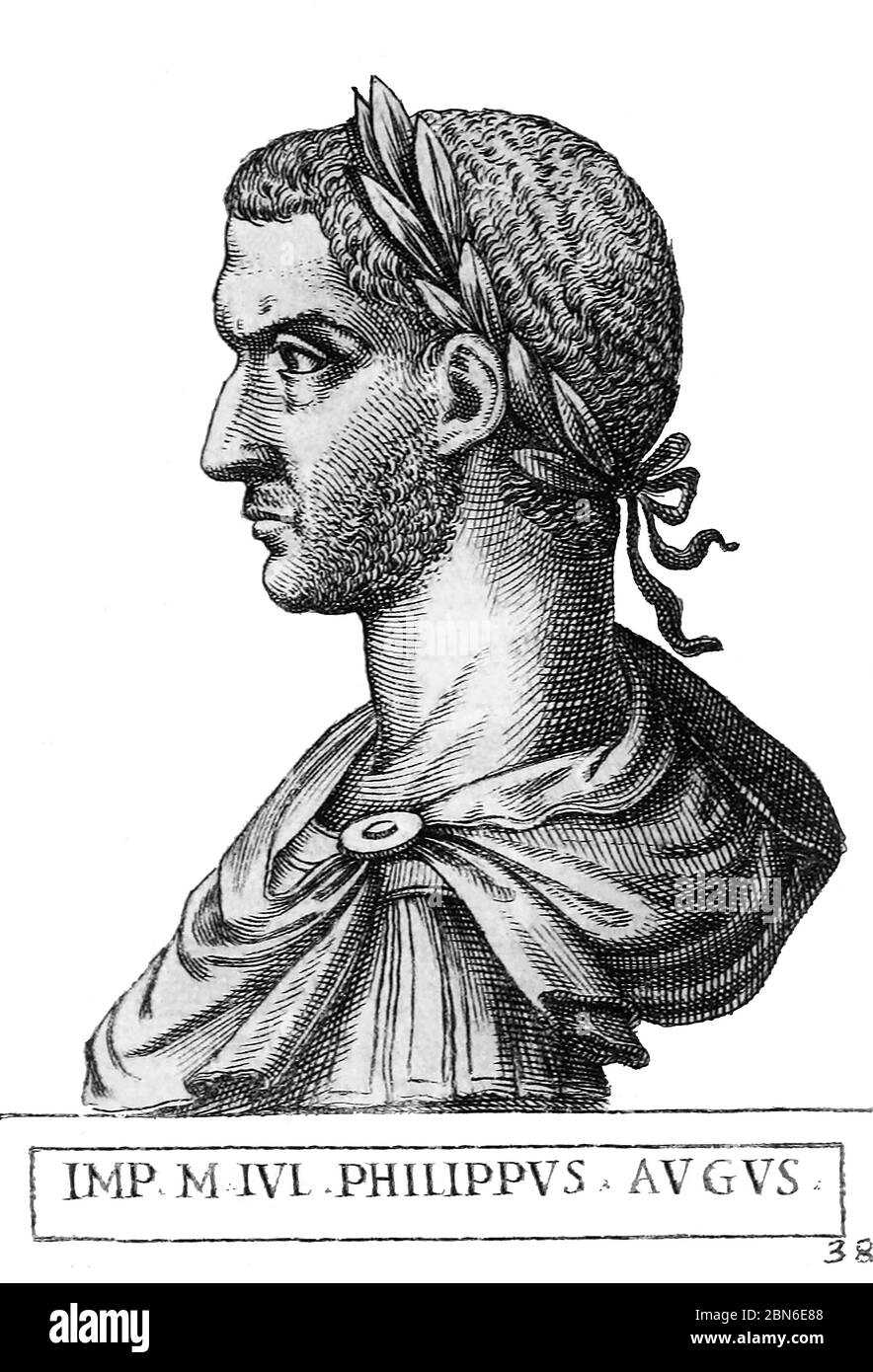 Italie: Philippe le arabe (204-249), 33ème empereur romain, du livre Romanorvm imperatorvm effigies: Elogijs ex diuersis scriptoribus per Thomam Treter Banque D'Images